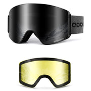 Odoland front view of goggles showing wide frameless lens and clear field of vision