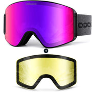 Odoland front view of goggles showing wide spherical lens and clear view benefit