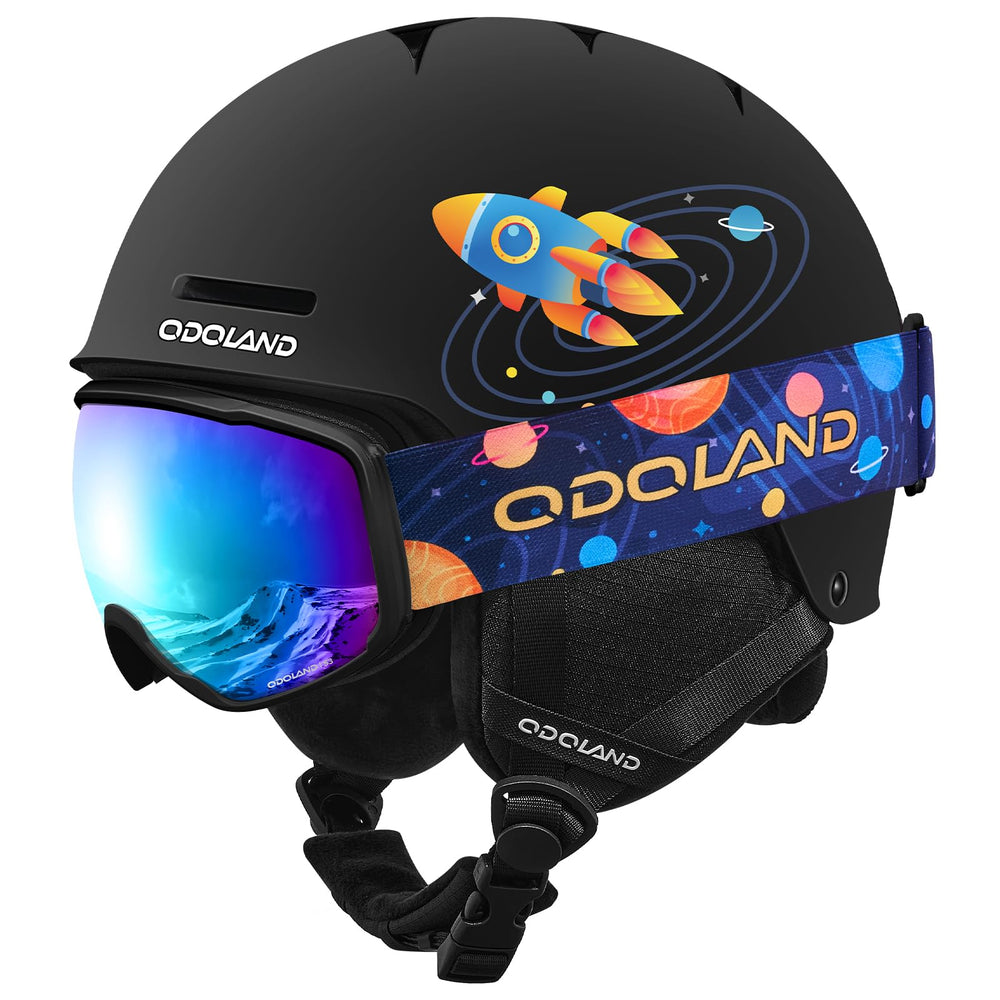 Odoland front view of helmet and goggles showing full protection and style