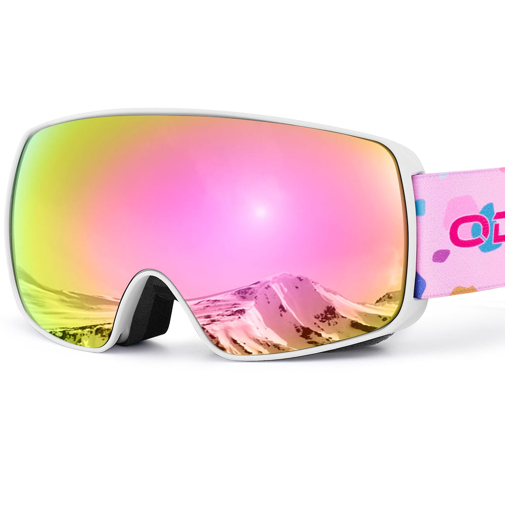 Odoland front view youth goggles showing wide lens and clean frame, improved visibility