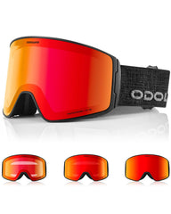 Odoland goggles front view showing full lens and frame, clear vision benefit