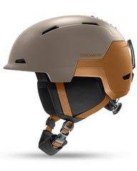 Odoland helmet front profile showing coffee brown finish and sleek protection