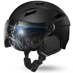 Odoland helmet front view showing visor and secure fit benefit