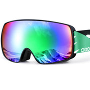 Odoland front view of goggles showing wide spherical lens and fit benefit