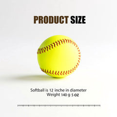 Oeab softball held in hand showing 12-inch size and beginner-friendly lighter weight