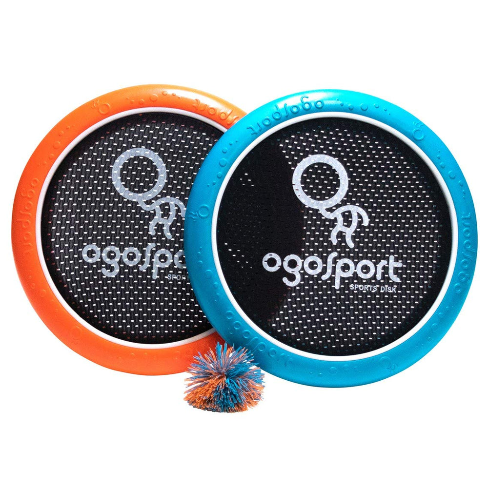 Ogo Sport front packaging showing two disks and OgoSoft ball for portable play