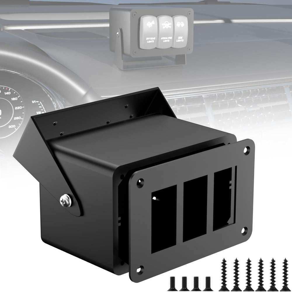Okerny front panel view showing 3-gang layout and clean mounting, durable finish benefit