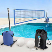 Olybeaka front view of full pool volleyball set showing stable setup and play ready