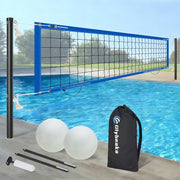 Olybeaka assembled net front view showing full span and clear play area benefit