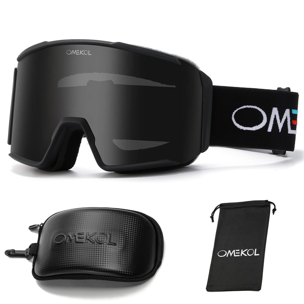 OMEKOL front view of goggles showing full field of vision and clear protection