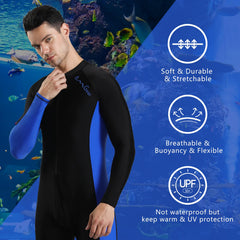 OMGear man wearing wetsuit in ocean demonstrating mobility and protection while paddling