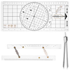 OMISTAR parallel ruler front view showing clear scales and precision for easy plotting