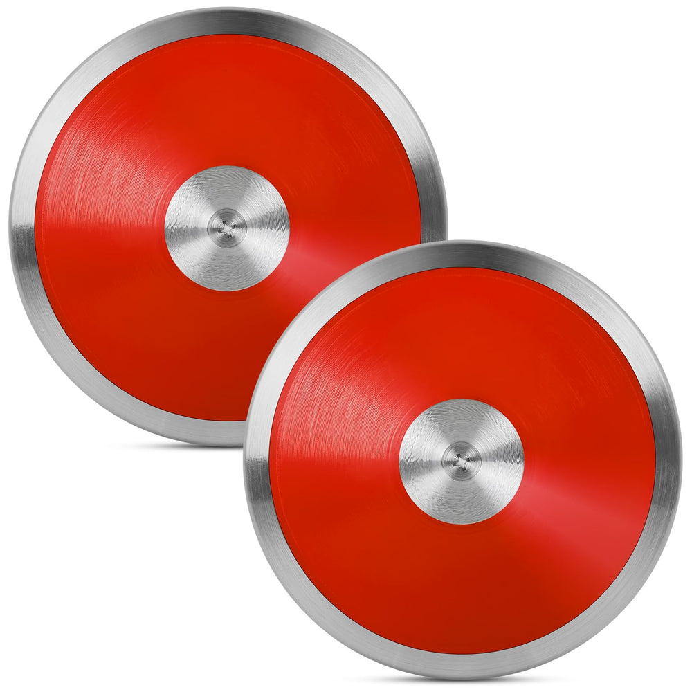 OMYOPY front view of two red training discuses showing durable design and portability