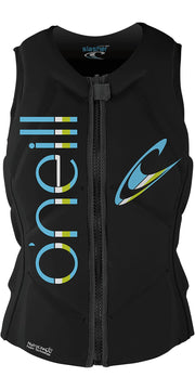 O'NEILL Slasher Comp Vest front view showing zip and athletic fit for quick entry