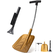 ONETIGRIS folded shovel front view showing compact transport benefit