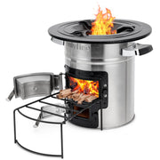 onlyfire front view stove showing compact cooking platform and stability