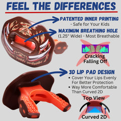 Oral Mart closeup of wide 1.25-inch breathing channel improving airflow during play