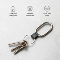 Orbitkey Clip Mini black closeup of quick-release ring for fast detaching