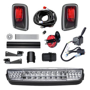 Orle Oko front LED light bar mounted on EZGO TXT showing brighter visibility