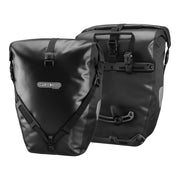 Ortlieb Back-Roller front view showing bag silhouette and black finish for easy storage