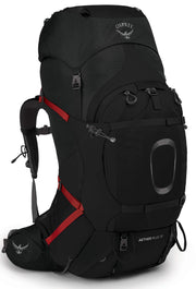 Osprey Aether Plus front view showing load capacity and organized pockets for efficient packing