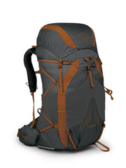 Osprey Exos front view showing pack shape and easy access pockets benefit breathable carry