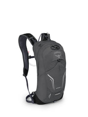 Osprey Syncro front view in coal grey showing compact ride-ready profile and balance