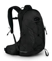 Osprey Talon 11L front view in Stealth Black showing pockets and attachments for versatile use