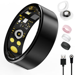 Oucscru ring front view showing sleek black finish and everyday style benefit