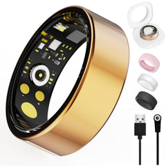 Oucscru rose gold smart ring front view showing polished finish and slim profile