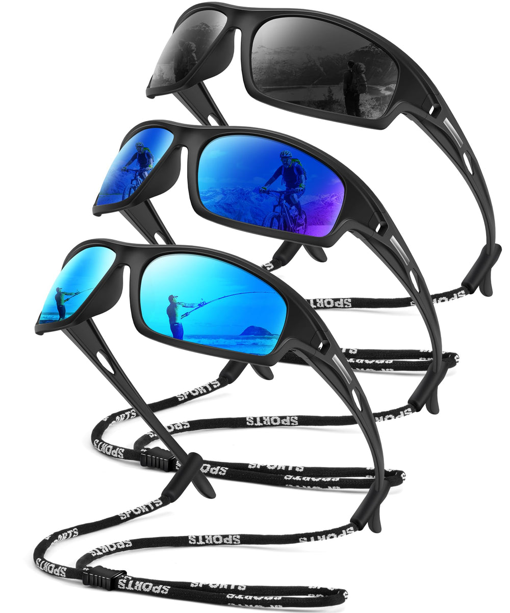 OUKEMAX front view of sunglasses showing wraparound protection and clear vision