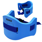 OUPDUGOU front view of blue EVA swim belt showing fit and comfort