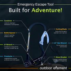 OUTDOOR ELEMENT recessed seatbelt cutter detail for safe, efficient cutting