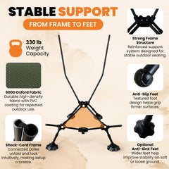 Outdoor Guardian frame and anti-sink feet for stable outdoor use