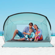 OutdoorMaster front view of beach tent showing full shade and easy access