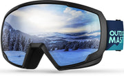 OutdoorMaster front view of kids goggles showing colorful frame and clear lens benefit visibility