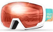 OutdoorMaster front view of kids ski goggles showing clear lens and snug fit for safety