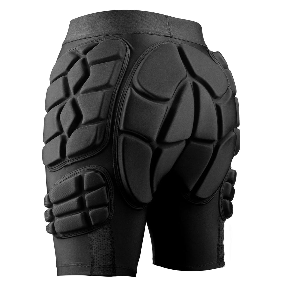 OutdoorMaster front view of padded shorts showing full protection and slim fit