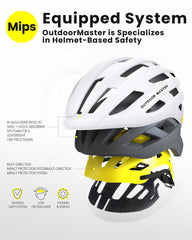 OutdoorMaster helmet side profile highlighting ventilation and lightweight benefit