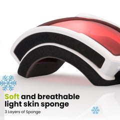 OutdoorMaster goggles paired with a ski helmet showing compatibility and secure fit benefit
