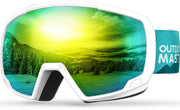 OutdoorMaster front view of kids ski goggles showing vibrant lens and strap — clear protection