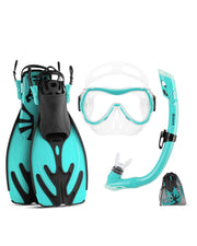 OutdoorMaster front view of full snorkel set showing easy packing benefit