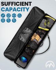 OutdoorMaster open bag displaying interior space for board, bindings, and gear