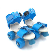 Outinpro blue quad roller skates front view showing secure straps and vibrant color for easy wear