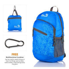 Outlander folded into its internal zip pocket compact for travel and luggage savings