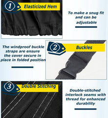 OUTTDID strap and buckle detail securing cover for wind protection