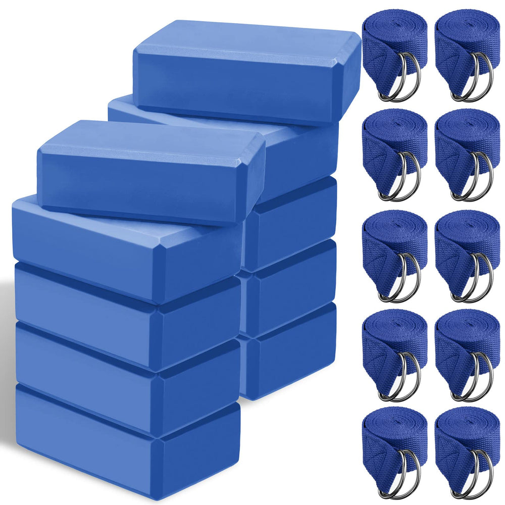 Outus front view of ten blue blocks showing uniform set and easy storage benefit