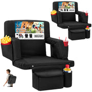 Overmont front view of both seats showing padded comfort and organized storage
