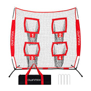 OwinMax front view of 6x6-foot net showing targets and portability benefit