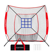 OwinMax front view of 7x7 ft net showing strike-zone targets and coverage benefit